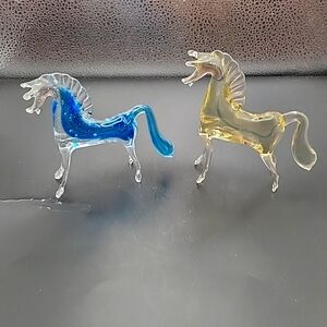 Vintage Hand Blown Art Glass Horses